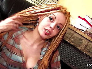 Skinny Ginger Punk Teen Nataly Divine with Dreadlocks Pickup and Fuck