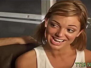 Packing monster licking delights from stupefying young blonde darling Jessie Stevens